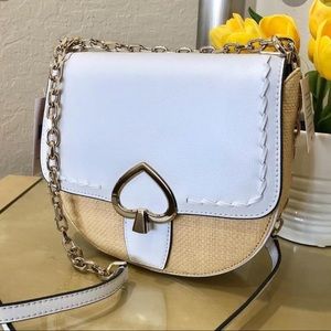 Kate Spade ♠️ Robyn Straw Saddlebag Medium NWOT